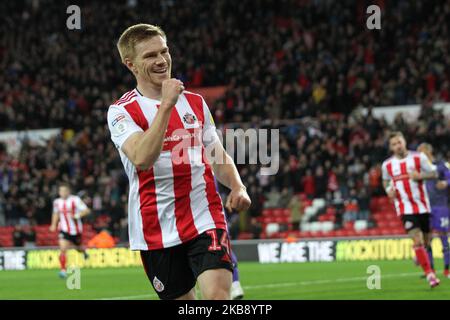 Duncan Watmore, de Sunderland, célèbre son premier but lors du match de la Sky Bet League 1 entre Sunderland et Tranmere Rovers au stade de Light, Sunderland, le mardi 22nd octobre 2019. (Photo de Mark Fletcher/MI News/NurPhoto) Banque D'Images