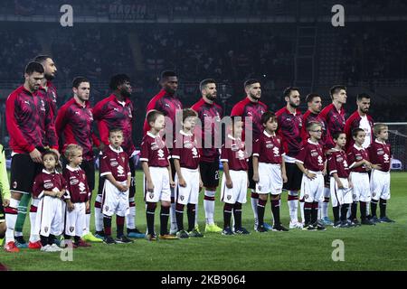 Les joueurs de Milan posent pour être photographiés avant la série Un match de football n.5 TURIN - MILAN sur 26 septembre 2019 au Stadio Olimpico Grande Turin à Turin, Piémont, Italie. Résultat final: Torino-Milan 2-1. (Photo de Matteo Bottanelli/NurPhoto) Banque D'Images