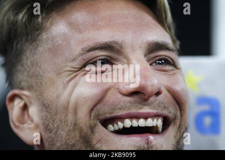 Lazio avant Ciro immobile (17) attend sur le banc pendant la série Un match de football n.5 INTER - LAZIO sur 25 septembre 2019 au Stadio Giuseppe Meazza à Milan, Lombardie, Italie. Résultat final: Inter-Lazio 1-0. (Photo de Matteo Bottanelli/NurPhoto) Banque D'Images