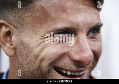 Lazio avant Ciro immobile (17) attend sur le banc pendant la série Un match de football n.5 INTER - LAZIO sur 25 septembre 2019 au Stadio Giuseppe Meazza à Milan, Lombardie, Italie. Résultat final: Inter-Lazio 1-0. (Photo de Matteo Bottanelli/NurPhoto) Banque D'Images