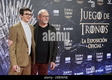 Isaac Hempstead-Wright et Liam Cunningham assistent à l'exposition Game of Thrones Photocall à l'IFEMA à Madrid, Espagne. 24 octobre 2019. (Photo de A. Ware/NurPhoto) Banque D'Images