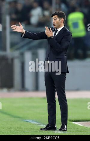 Paulo Fonseca gérant de Roma pendant la série Un match COMME Roma v AC Milan au stade Olimpico à Rome, Italie sur 27 octobre 2019 (photo de Matteo Ciambelli/NurPhoto) Banque D'Images