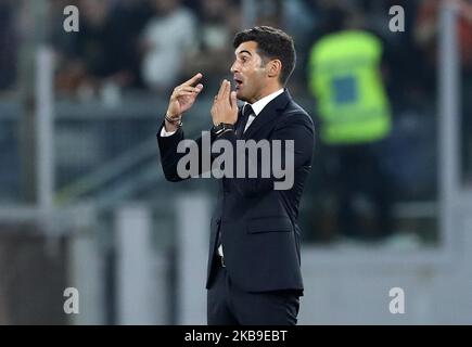 Paulo Fonseca gérant de Roma pendant la série Un match COMME Roma v AC Milan au stade Olimpico à Rome, Italie sur 27 octobre 2019 (photo de Matteo Ciambelli/NurPhoto) Banque D'Images