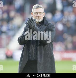 Une photo de fichier datée du 10 février 2019 montre le gérant de coeurs Craig Levein lors du match de coupe écossaise William Hill entre Hearts et Auchinleck Talbot au parc Tynecastle le 10 février 2019 à Edinbugh, Royaume-Uni. Craig Levein a été soulagé de ses premières fonctions de gestion d'équipe, Austin MacPhee prendra en charge les affaires de première équipe, sur une base provisoire à compter du 31 octobre 2019. (Photo par Ewan Bootman/NurPhoto) Banque D'Images