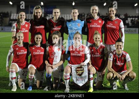 L'équipe d'Arsenal a été prise lors du match de la Ligue des champions de l'UEFA de la coupe 16 entre 2 les femmes Arsenal et les femmes Slavia Praha au stade Meadow Park sur 31 octobre 2019 à Borehamwood, en Angleterre (photo par action Foto Sport/NurPhoto) Banque D'Images