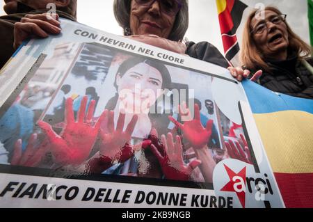 Manifestation nationale à Rome en faveur du peuple kurde, contre l'agression militaire de la Turquie :sur 1 novembre 2019 à Rome, Italie. (Photo par Andrea Ronchini/NurPhoto) Banque D'Images