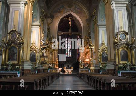 Intérieur de la cathédrale de Przemysl, officiellement la basilique de la cathédrale de l'Assomption de la Sainte Vierge Marie et de Saint Jean-Baptiste. Samedi, 2 novembre 2019, à Przemysl, Podkarpackie Voivodeship, Pologne. (Photo par Artur Widak/NurPhoto) Banque D'Images