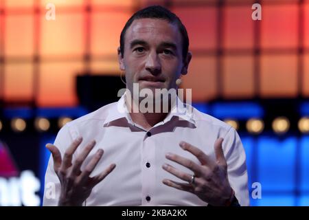 Le vice-président de produit, Kevin Weil, de Calibra (Facebook), parle de 5 novembre 2019 lors de la conférence annuelle sur les technologies du Sommet Web à Lisbonne, au Portugal. (Photo par Pedro Fiúza/NurPhoto) Banque D'Images