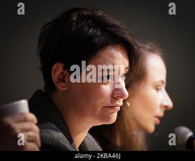 La députée de gauche Anna-Maria Zukowska est vue lors d'une réunion du parti de gauche nouvellement formé à Varsovie, en Pologne, sur 4 novembre 2019. Les élections législatives de 2019 ont donné une nouvelle vie aux partis de gauche. Une coalition de partis de gauche a remporté près de 13 pour cent des voix, formant la troisième plus grande représentation au Parlement. (Photo de Jaap Arriens/NurPhoto) Banque D'Images