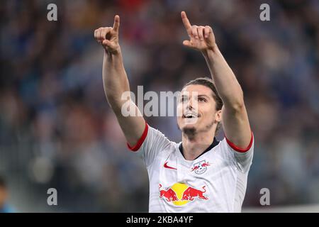 Marcel Sabitzer, du RB Leipzig, célèbre son but lors du match G de la Ligue des champions de l'UEFA entre le FC Zenit Saint-Pétersbourg et le RB Leipzig au stade Saint-Pétersbourg de 05 novembre 2019, à Saint-Pétersbourg, en Russie. (Photo par Igor Russak/NurPhoto) Banque D'Images