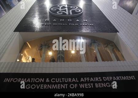 Le décor du complexe de Nandan lors du Festival international du film de Kolkata (KIFF) de 25th sur 07 novembre 2019 à Kolkata, Inde. Le Département de l'information et des affaires culturelles du Gouvernement du Bengale occidental est fier d'accueillir et de célébrer l'édition 25th du Festival international du film de Kolkata. 366 films, 17 sites, une gamme spectaculaire de célébrités et d'amateurs de cinéma du monde entier descendent à Kolkata pour faire ce festival à partir du 8-15 novembre. (Photo de Debajyoti Chakraborty/NurPhoto) Banque D'Images