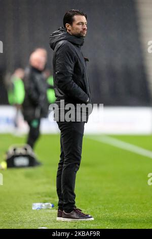 Russell Martin, directeur de la division dons de Milton Keynes, lors du match rond de la FA Cup 1st entre MK dons et Port Vale au stade MK, Milton Keynes, le samedi 9th novembre 2019. (Photo de John Cripps/MI News/NurPhoto) Banque D'Images