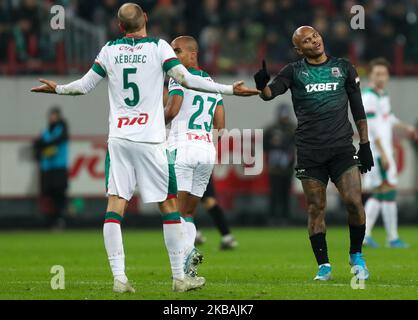 L'ARI (R) du FC Krasnodar réagit lors du match de la Ligue russe de football entre le FC Lokomotiv Moscou et le FC Krasnodar à l'arène RZD sur 10 novembre 2019, à Moscou, en Russie. (Photo par Igor Russak/NurPhoto) Banque D'Images