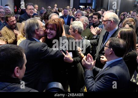 Candidat pour Junts Per Catalunya (JuntsxCat - ensemble pour la Catalogne) Laura Borras célèbre leurs résultats à Barcelone sur 10 novembre 2019, Espagne. (Photo de Juan Carlos Lucas/NurPhoto) Banque D'Images