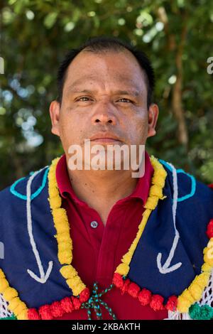 Awala-Yalimapo, France, 6 juillet 2019. Portrait de Sylvio Van Der Pilj, Président du Grand Conseil coutumier des peuples amérindiens et bushinengue du Guyana. (Photo par Emeric Fohlen/NurPhoto) Banque D'Images