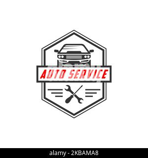 voiture de service logo shield design vector, meilleur pour la boutique de voiture, garage, pièces de rechange logo badge vecteur premium Illustration de Vecteur