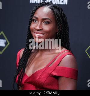 SANTA MONICA, LOS ANGELES, CALIFORNIE, Etats-Unis - NOVEMBRE 10: Le joueur de tennis Coco Gauff arrive au 2019 E! Les People's Choice Awards se tiennent au Barker Hangar on 10 novembre 2019 à Santa Monica, Los Angeles, Californie, États-Unis. (Photo par Xavier Collin/image Press Agency/NurPhoto) Banque D'Images