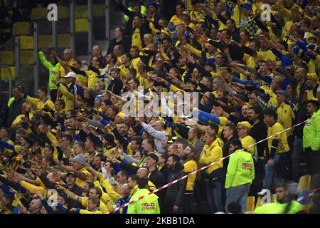 Fans de Swedtening le qualificatif Euro 2020 de l'UEFA entre la Roumanie et la Suède à l'Arena Nationala sur 15 novembre 2019 à Bucarest, Roumanie. (Photo par Alex Nicodim/NurPhoto) Banque D'Images