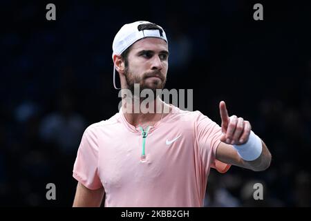 Paris, France. 3 novembre 2022, Karen Khachanov de Russie pendant le Rolex Paris Masters, ATP Masters 1000 tennis Tournament, sur 3 novembre 2022 à l'aréna Accor à Paris, France. Photo de Victor Joly/ABACAPRESS.COM Banque D'Images