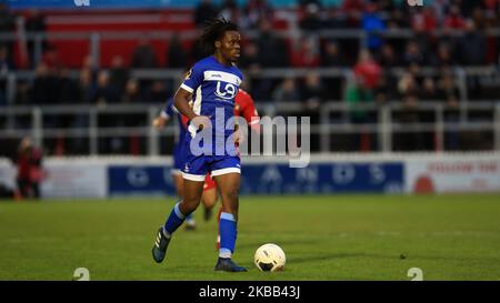 Peter Kioso, de Hartlepool, s'est Uni lors du match de la Vanarama National League entre Ebbsfleet United et Hartlepool, au Cufflink Stadium, Northfleet, le samedi 16th novembre 2019. (Photo de Leila Coker/MI News/NurPhoto) Banque D'Images