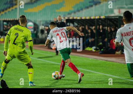 Marcelinho, de Bulgarie, contrôle le ballon pendant les qualifications DE l'UEFA EURO 2020 Bulgarie / République Tchèque derrière des portes fermées au stade national de Vasil Levski, Sofia, Bulgarie sur 17 novembre 2019 (photo de Hristo Rusev/NurPhoto) Banque D'Images