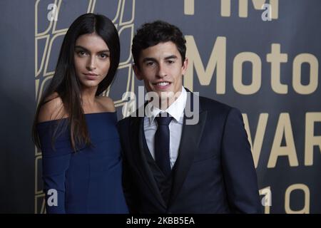 Marc Marquez et sa petite amie Lucia Rivero lors de la cérémonie de remise des prix FIM après le Gran Premio Motul de la Comunitat Valenciana au Palacio de Congresos on 17 novembre 2019 à Valence, Espagne. (Photo de Jose Breton/Pics action/NurPhoto) Banque D'Images
