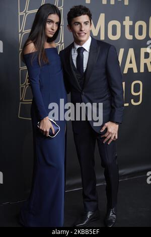 Marc Marquez et sa petite amie Lucia Rivero lors de la cérémonie de remise des prix FIM après le Gran Premio Motul de la Comunitat Valenciana au Palacio de Congresos on 17 novembre 2019 à Valence, Espagne. (Photo de Jose Breton/Pics action/NurPhoto) Banque D'Images