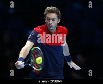 Nicolas Mahut (FRA) en action pendant le match de finale du Championnat du monde des doubles Pierre-Hughes Herbert et Nicolas Mahut (FRA) contre Raven Klaasen( RSA) et Michael venus (NZL) International tennis - Nitto ATP World Tour Finals Day 8 - Mardi 17th novembre 2019 - O2 Arena - Londres (photo par action Foto Sport/NurPhoto) Banque D'Images