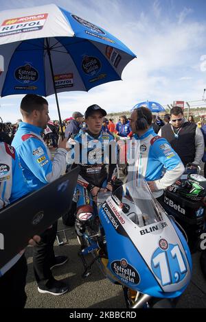 Sergio Garcia (11) d'Espagne et Estrella Galice 0,0 pendant la course de Gran Premio Motul de la Comunitat Valenciana au circuit Ricardo Tormo sur 17 novembre 2019 à Valence, Espagne. (Photo de Jose Breton/Pics action/NurPhoto) Banque D'Images