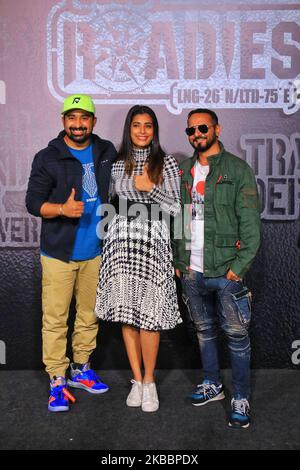 Bollywood Actors & MTV Roadies accueille Ranvijay Singh, DJ Nikhil Chinapa et VJ Gaelyn lors du lancement de Club Roadies à Jaipur, Rajasthan, Inde, le mercredi 27 novembre 2019. (Photo de Vishal Bhatnagar/NurPhoto) Banque D'Images