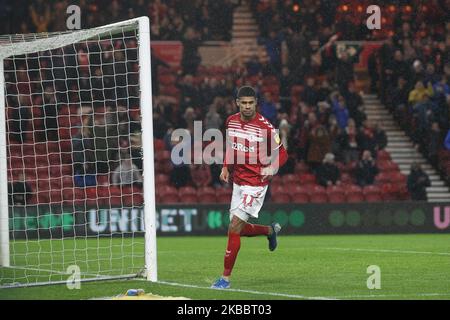 Ashley Fletcher, de Middlesbrough, célèbre son premier but lors du match du championnat Sky Bet entre Barnsley et Middlesbrough à Oakwell, Barnsley, le mercredi 27th novembre 2019. (Photo de Mark Fletcher/MI News/NurPhoto) Banque D'Images