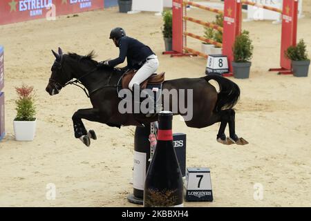 Une participante à son cheval pendant la semaine du cheval de Madrid CSI5 à Ifema Madrid 29 novembre 2019 Espagne. Un événement de 3 jours de concours, spectacles et expositions. (Photo par Oscar Gonzalez/NurPhoto) Banque D'Images