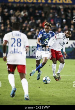 Simakan Mohamed, lors du match de football français L1 entre Strasbourg (RCSA) et Lyon (OL) au stade Meinau à Strasbourg, dans l'est de la France, sur 30 novembre 2019. (Photo par Elyxandro Cegarra/NurPhoto) Banque D'Images