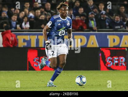 Simakan Mohamed, lors du match de football français L1 entre Strasbourg (RCSA) et Lyon (OL) au stade Meinau à Strasbourg, dans l'est de la France, sur 30 novembre 2019. (Photo par Elyxandro Cegarra/NurPhoto) Banque D'Images