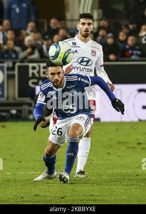 Adrien Thomasson, lors du match de football français L1 entre Strasbourg (RCSA) et Lyon (OL) au stade Meinau à Strasbourg, dans l'est de la France, sur 30 novembre 2019. (Photo par Elyxandro Cegarra/NurPhoto) Banque D'Images