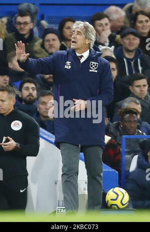 Manuel Pellegrini, directeur de West Ham United lors de la première ligue anglaise entre Chelsea et West Ham United au stade Stanford Bridge, Londres, Angleterre, le 30 novembre 2019 (photo par action Foto Sport/NurPhoto) Banque D'Images