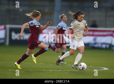 Kirsty Hanson de Manchester United Women lors du match de la Super League des Barclays Women entre West Ham United Women et Manchester United au stade Rush Green sur 01 décembre 2019 à Dagenham, Angleterre (photo par action Foto Sport/NurPhoto) Banque D'Images