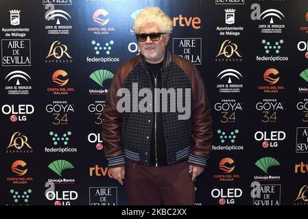 Pedro Almodovar assiste à la conférence des 2020 candidats au Goya au Cinema Accademy à Madrid, Espagne, le 2 décembre 2019 (photo de Carlos Dafonte/NurPhoto) Banque D'Images