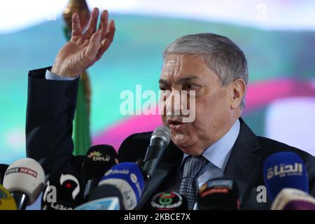 Ali Benfis, ancien Premier ministre et candidat à la présidence, lors de sa campagne électorale à Alger, Algérie, le 08 décembre 2019. - Cinq candidats participeront au sondage 12 décembre. (Photo de Billal Bensalem/NurPhoto) Banque D'Images