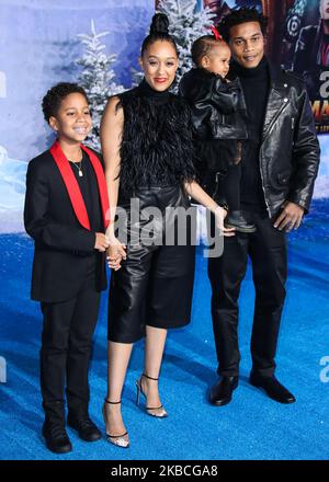 HOLLYWOOD, LOS ANGELES, CALIFORNIE, États-Unis - DÉCEMBRE 09 : Cree Hardrict, TIA Mowry-Hardrict, Cory Hardrict et Cairo Tiahna Hardrict arrivent à la première mondiale de Columbia Pictures 'Jumanji: The Next Level' qui se tient au TCL Chinese Theatre IMAX on 9 décembre 2019 à Hollywood, Los Angeles, Californie, États-Unis. (Photo par Xavier Collin/image Press Agency/NurPhoto) Banque D'Images