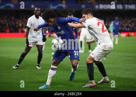 Milieu de terrain de Chelsea Willian (10) pendant le match H de l'UEFA Champions League Chelsea FC - Lille OSC, on 10 décembre 2019 à Londres, Grande-Bretagne. (Photo de Jakub Porzycki/NurPhoto) Banque D'Images