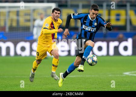 Matias Vecino du FC Internazionale Milano lors du match de groupe de la Ligue des champions de l'UEFA 2019/2020 entre le FC Internazionale Milan et le FC Barcelone au Stadio Giuseppe Meazza San Sito le 10 décembre 2019 à Milan, en Italie. (Photo de Danilo Di Giovanni/NurPhoto) Banque D'Images