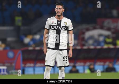 Mattia Sprocati de Parme Calcio pendant la série Un match entre SSC Napoli et Parme Calcio au Stadio San Paolo Naples Italie le 14 décembre 2019. (Photo de Franco Romano/NurPhoto) Banque D'Images