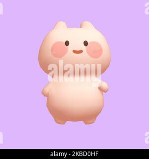 Mignon bunny 3D rend des illustrations vectorielles Banque D'Images