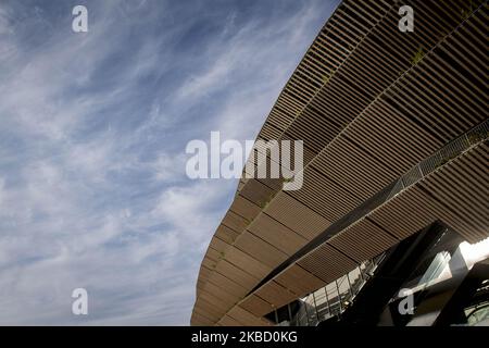 Le nouveau stade national, principal stade des Jeux olympiques et paralympiques de Tokyo en 2020, après la cérémonie d'achèvement des travaux de construction à Tokyo, au Japon, en 15 décembre 2019. (Photo par Alessandro Di Ciommo/NurPhoto) Banque D'Images