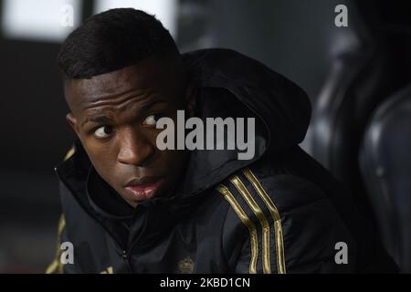 Vinicius Junior du Real Madrid assis sur le banc pendant le match de la Ligue entre Valencia CF et Real Madrid CF à Estadio Mestalla sur 15 décembre 2019 à Valence, Espagne. (Photo de Jose Breton/Pics action/NurPhoto) Banque D'Images