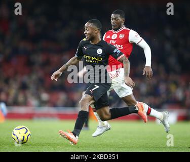 Raheem Sterling de Manchester City pendant la première ligue anglaise entre Arsenal et Manchester City au stade Emirates, Londres, Angleterre, le 15 décembre 2019. (Photo par action Foto Sport/NurPhoto) Banque D'Images