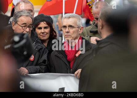 Yves Veyrier, secrétaire général de la Force Ouvriere (FO), a participé à une manifestation contre le projet de réforme des retraites sur 17 décembre 2019 à Paris, France. (Photo par Estelle Ruiz/NurPhoto) Banque D'Images