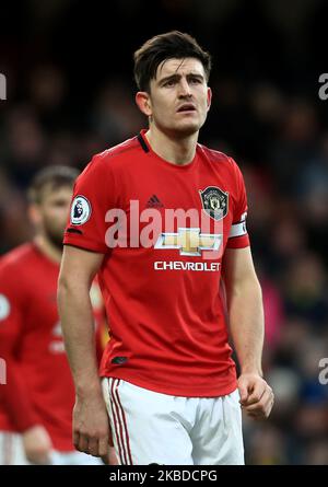 Manchester Uniteds Harry Maguire lors du match de la Premier League entre Watford et Manchester United à Vicarage Road, Watford, le dimanche 22nd décembre 2019. (Photo de Leila Coker/MI News/NurPhoto) Banque D'Images