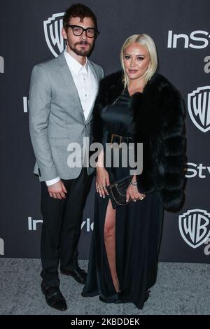 (DOSSIER) Hilary Duff et Matthew Koma sont mariés. BEVERLY HILLS, LOS ANGELES, CALIFORNIE, Etats-Unis - JANVIER 06: La chanteuse Matthew Koma et la petite amie/actrice Hilary Duff arrivent aux 2019 InStyle et Warner Bros. Photos Golden Globe Awards après la fête organisée à l'hôtel Beverly Hilton sur 6 janvier 2019 à Beverly Hills, Los Angeles, Californie, Etats-Unis. (Photo par Xavier Collin/image Press Agency/NurPhoto) Banque D'Images